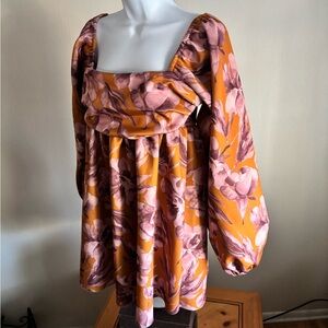 ASOS baby doll dress, Floral Long Sleeve Dress, mini dress with bubble sleeves